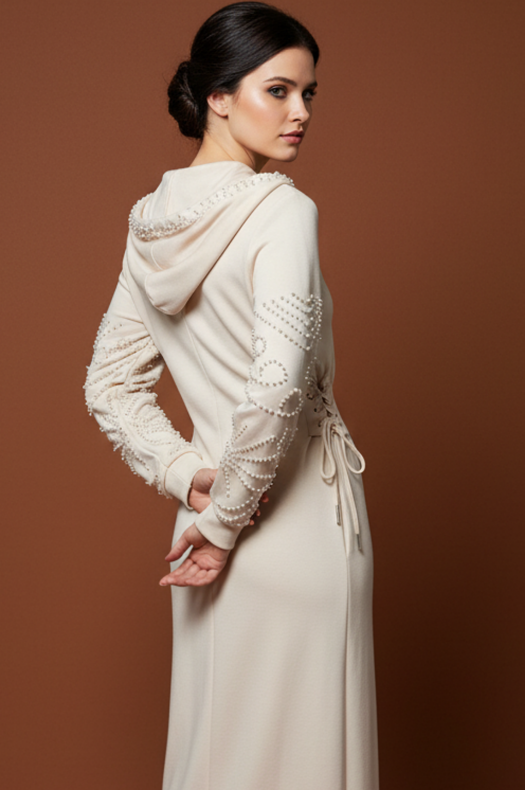 Ivory Pearl Hoodie Dress