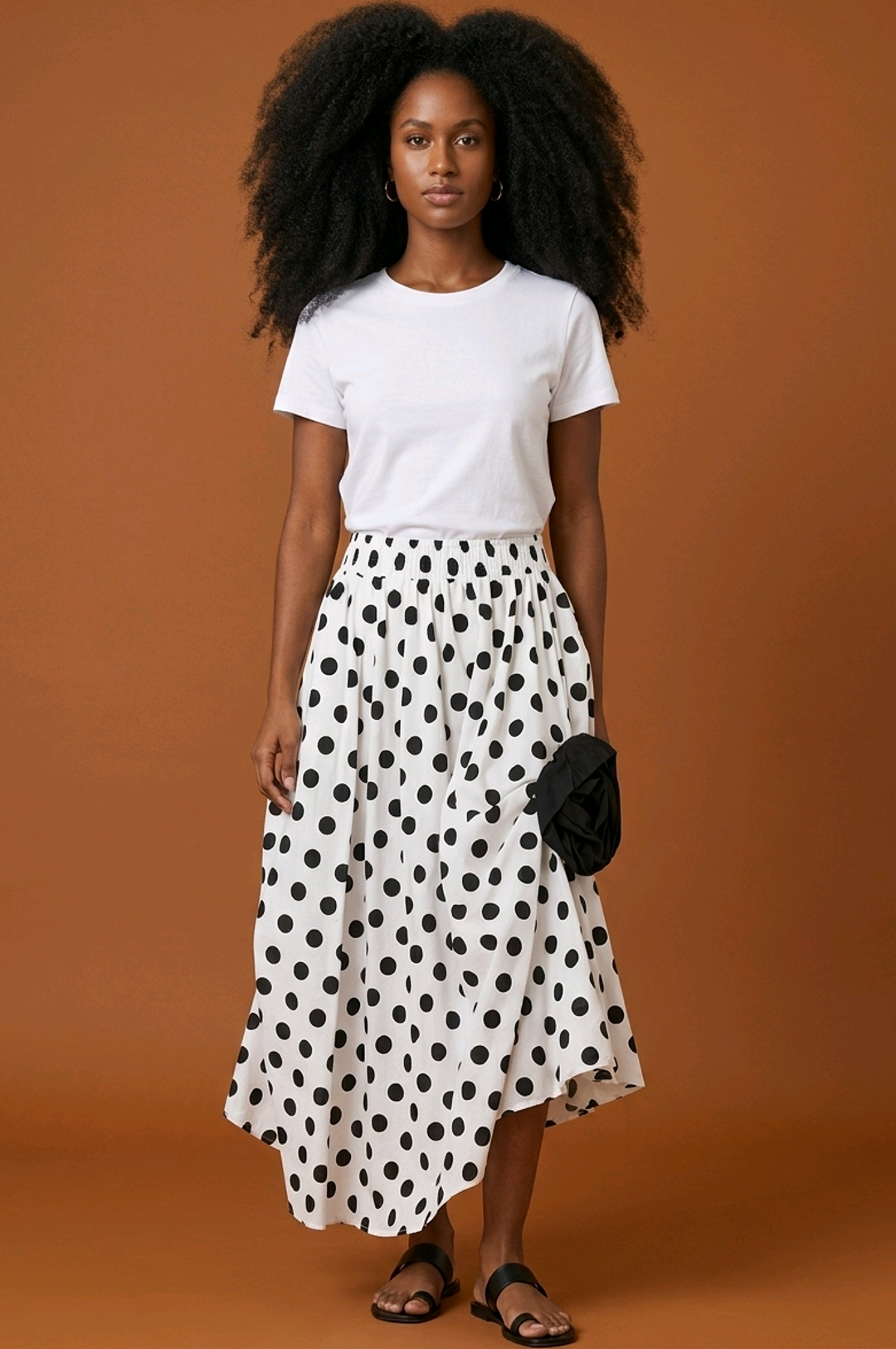 White Black Polka Dot Skirt