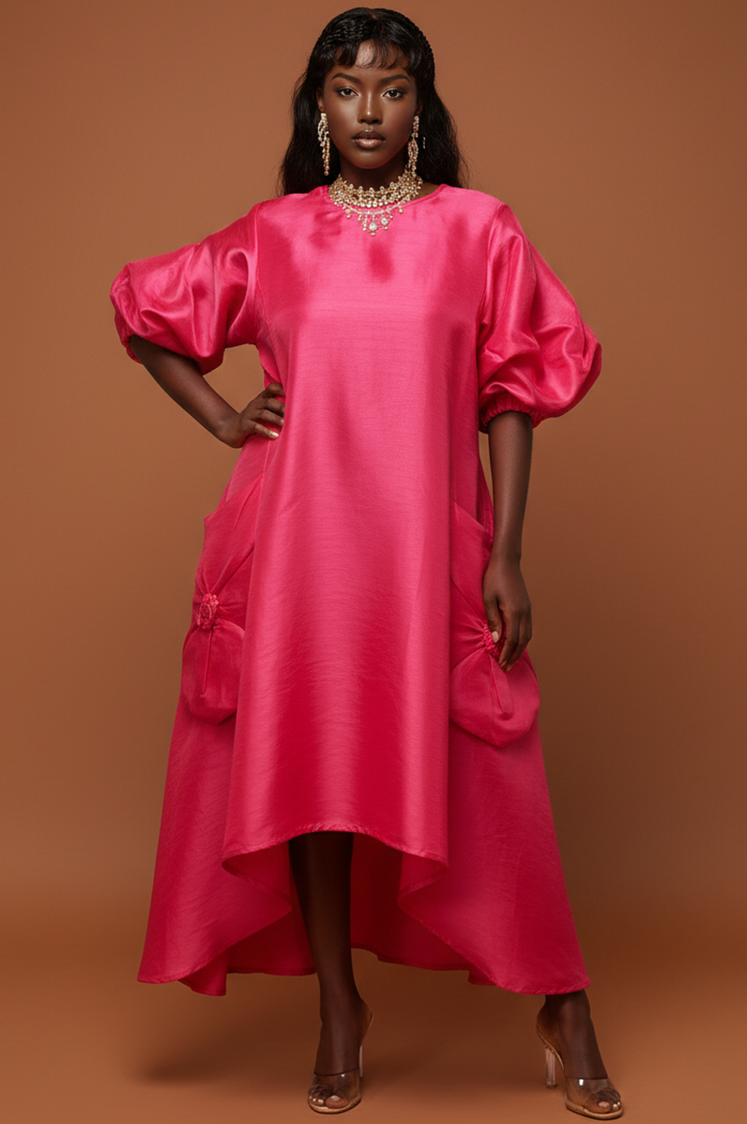 Fuschia Pink Oversize Big Pocket One Size Dress Top