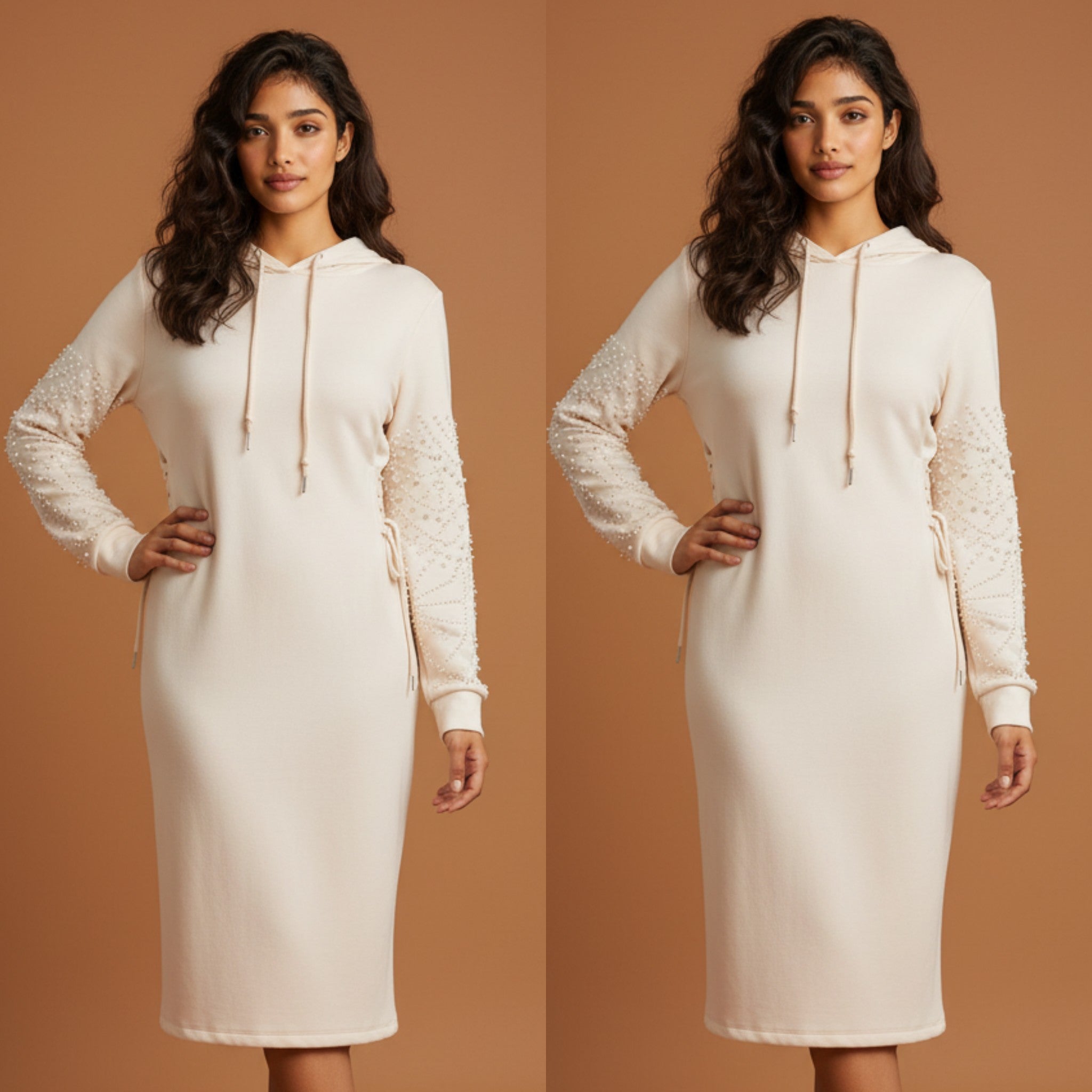 Ivory Pearl Hoodie Dress