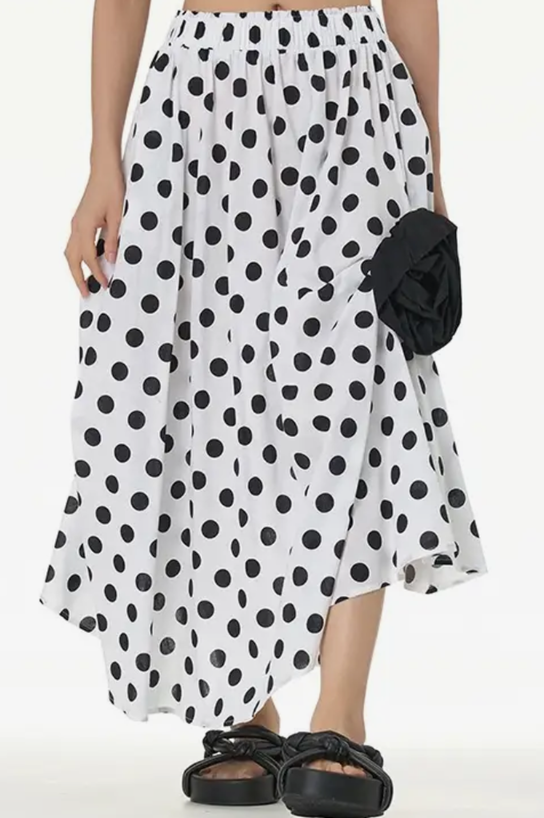 White Black Polka Dot Skirt