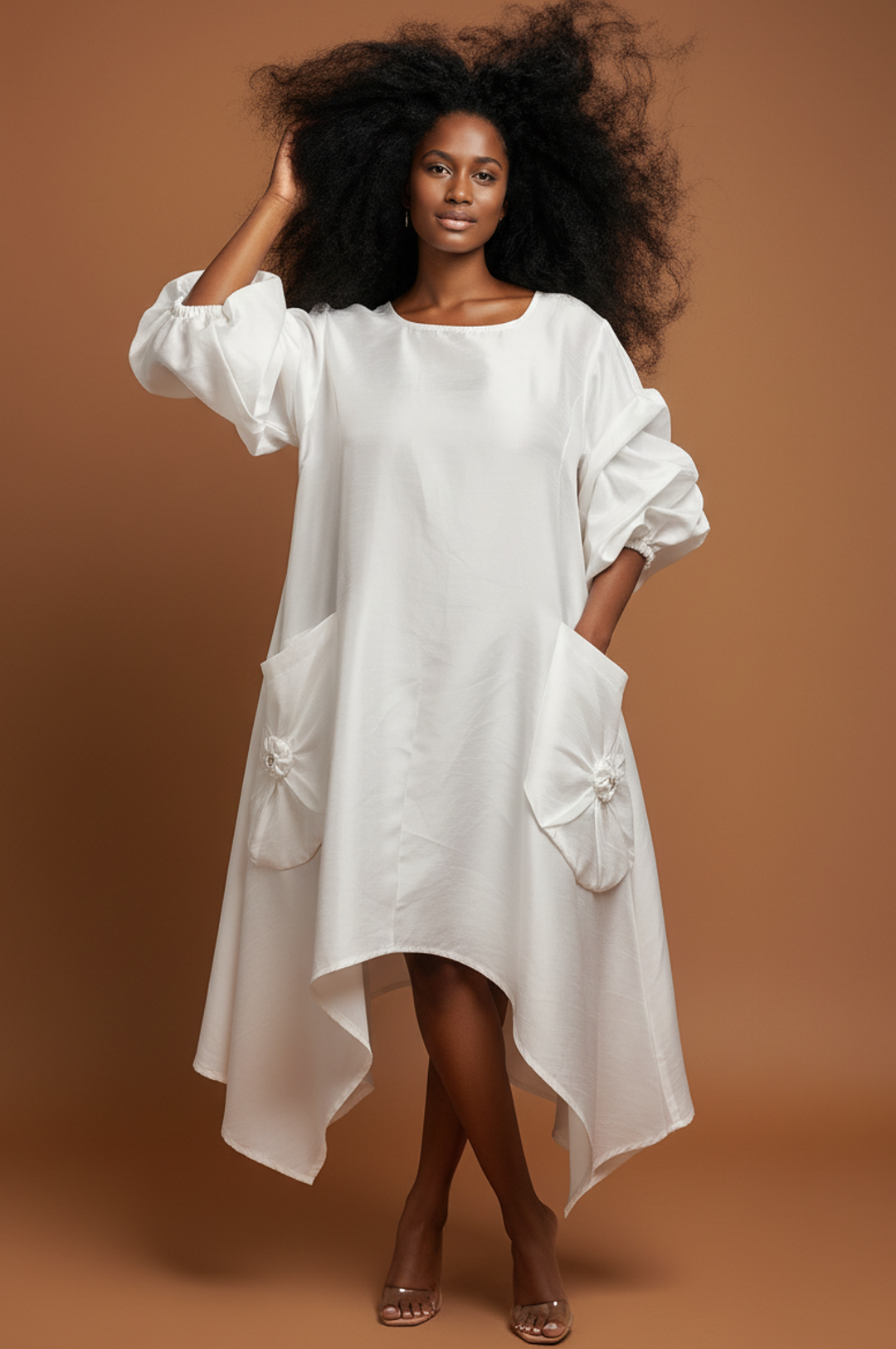 White Oversize Big Pocket One Size Dress Top