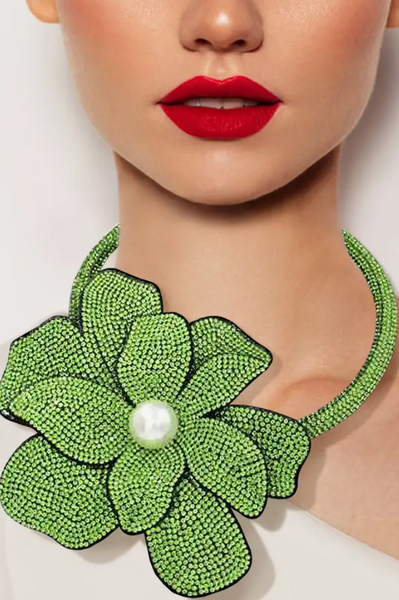 Colorful Crystal Pearl Flower Necklace