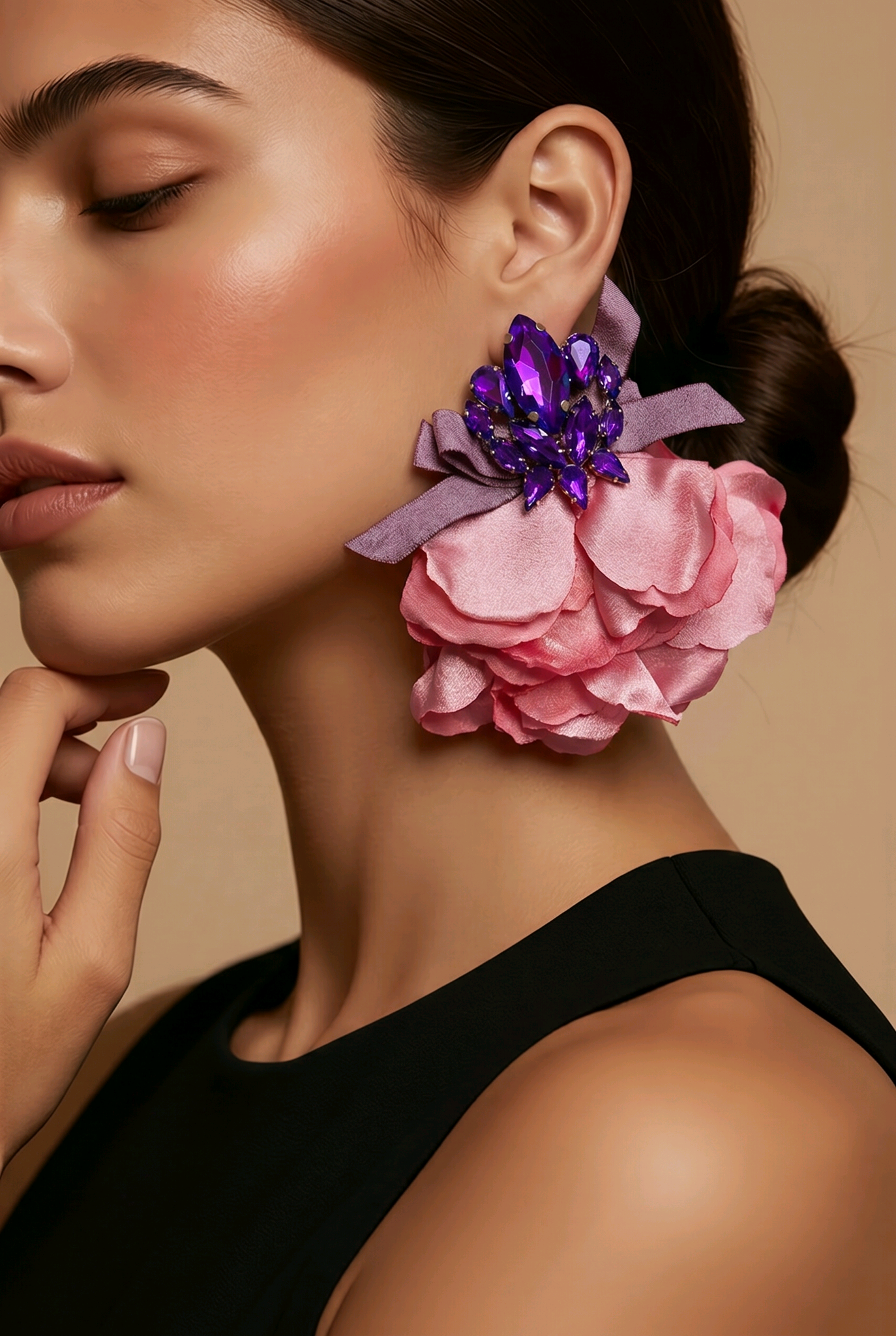 Blue Handmade Silky Petal Style Earrings