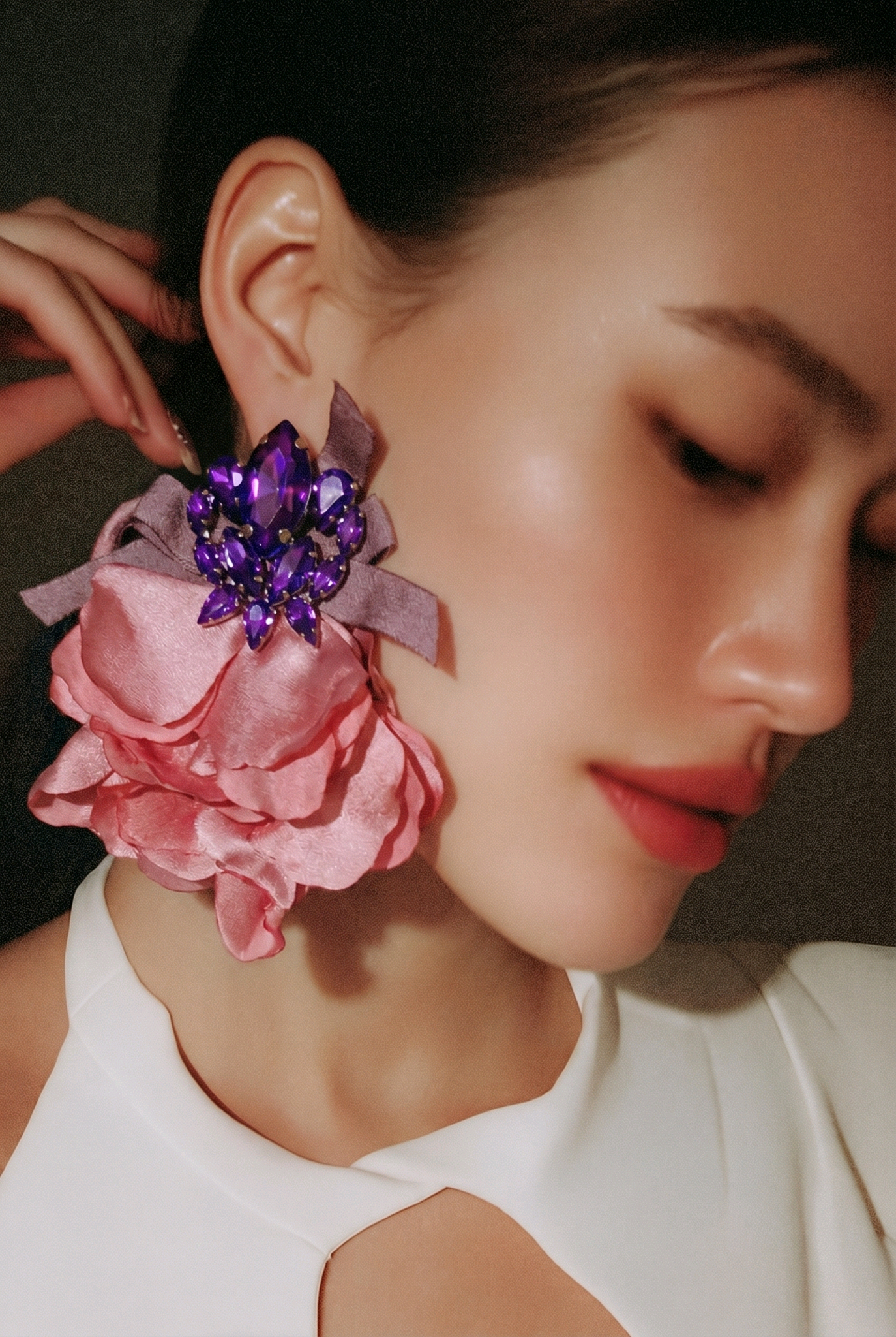 Blue Handmade Silky Petal Style Earrings