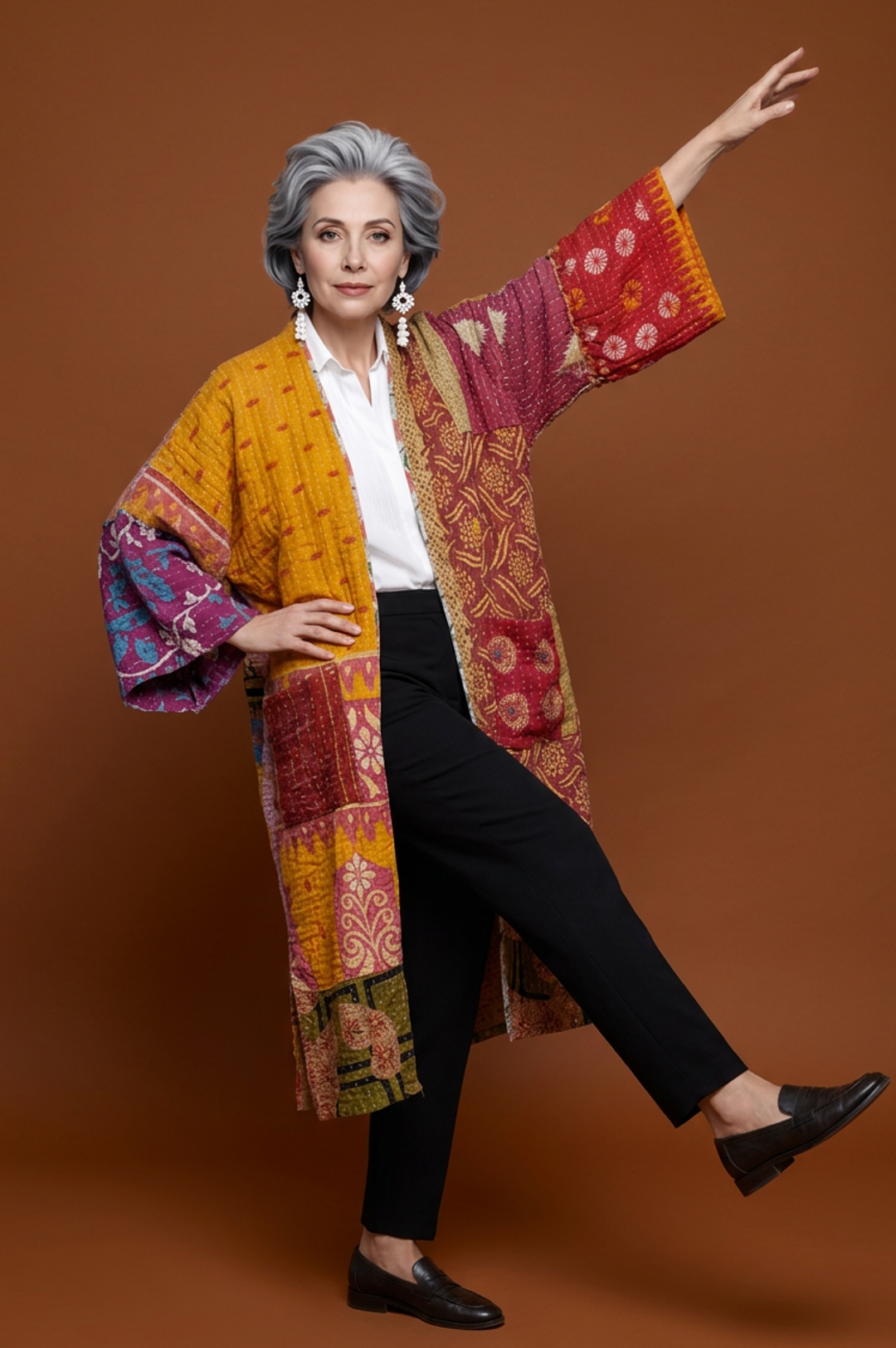 Reversible Multi Patchwork Kaftan Kimono Duster