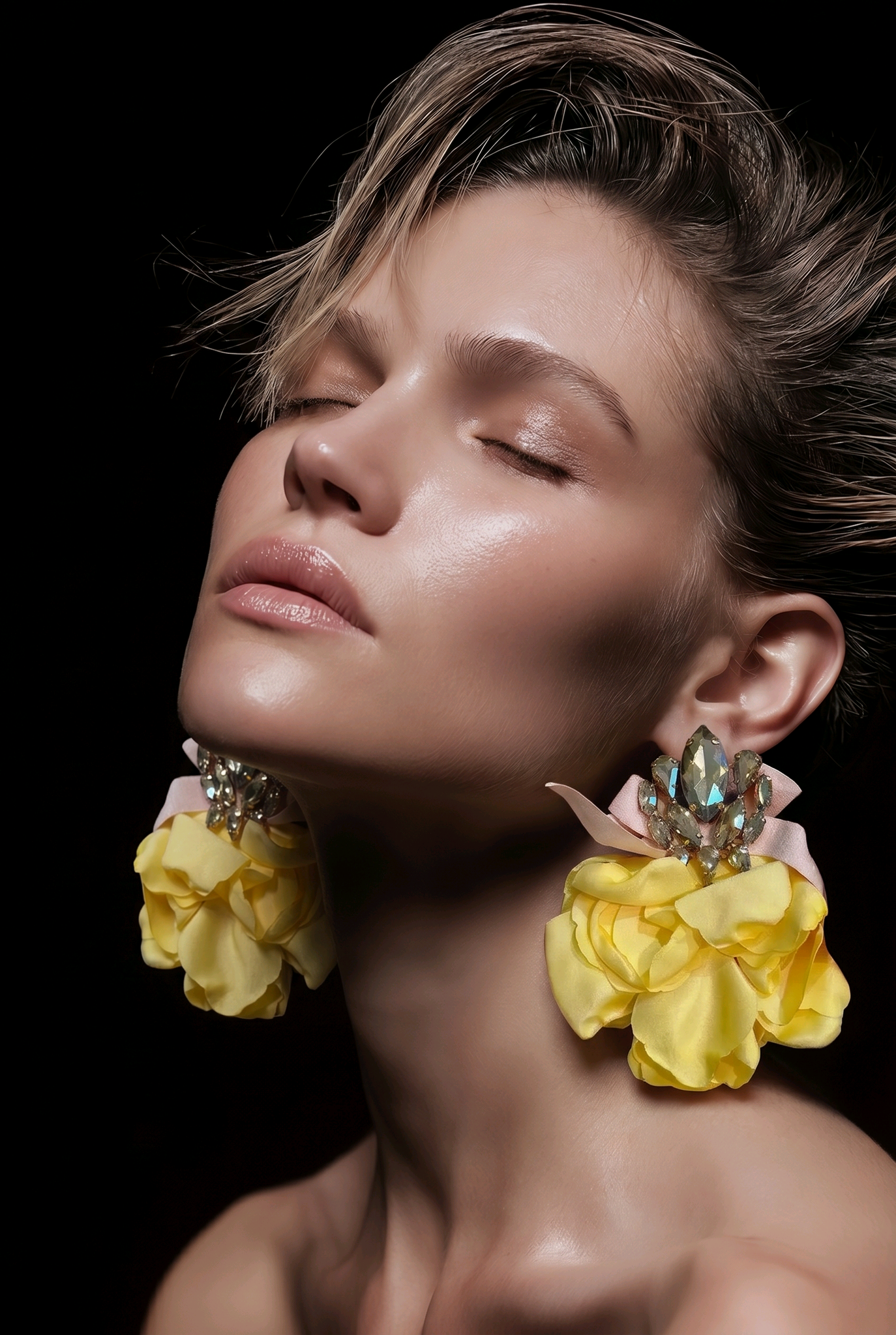 Blue Handmade Silky Petal Style Earrings