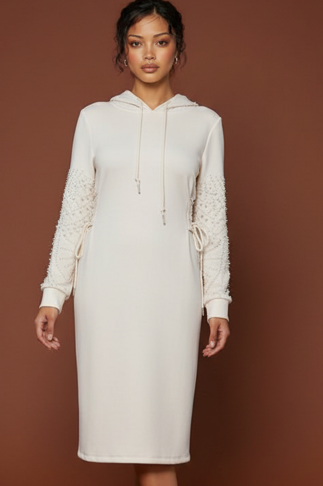 Ivory Pearl Hoodie Dress