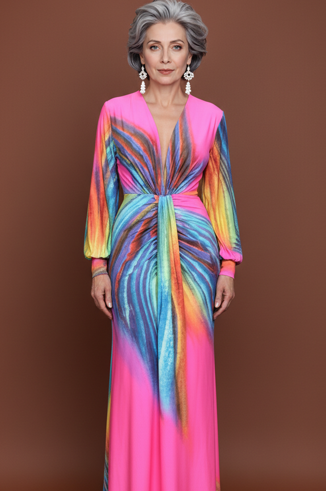 Multi Color Pink Swirl Print Dress