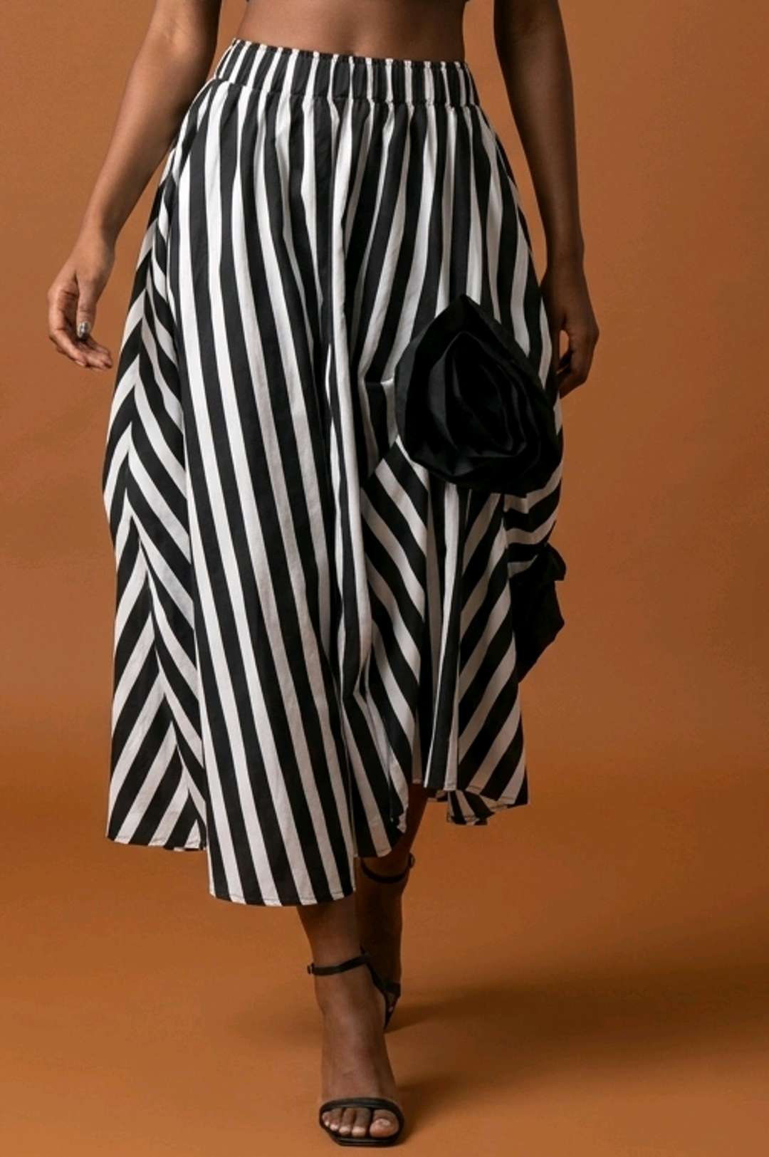 Black White Stripe Skirt