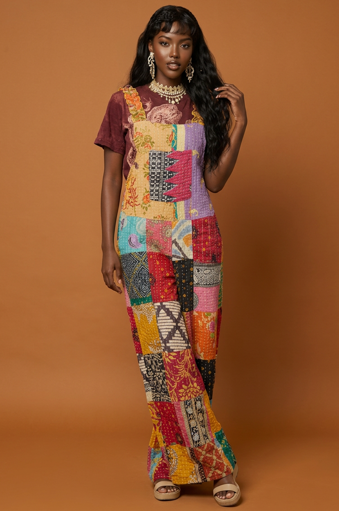 Colorful Patchwork Jumpsuit Overalls