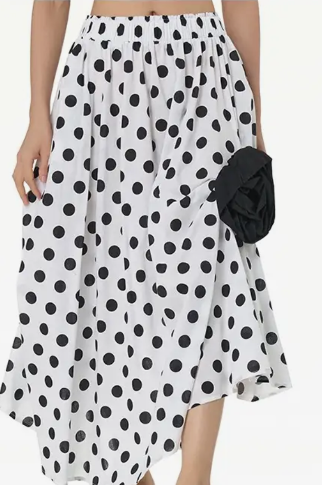 White Black Polka Dot Skirt