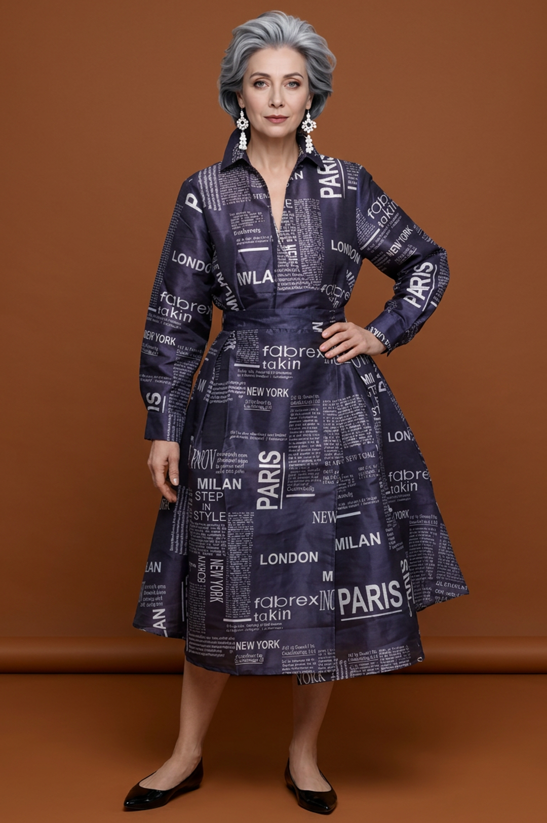 Black White Paris Print One Size Dress Top
