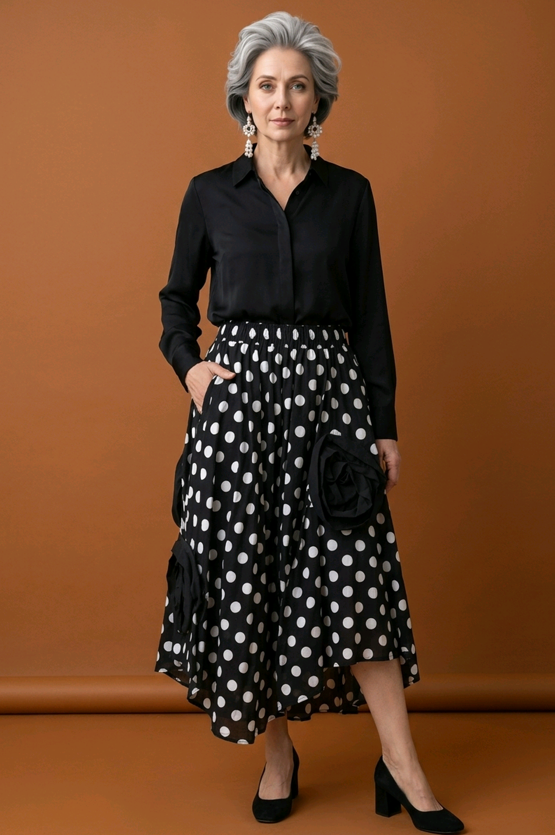 Black White Polka Dot Skirt