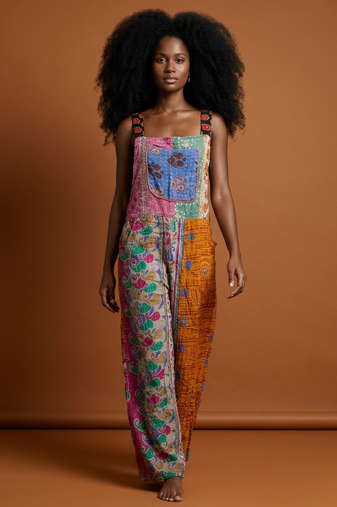 Plus Size Multi Color Patchwork Long Maxi Dress