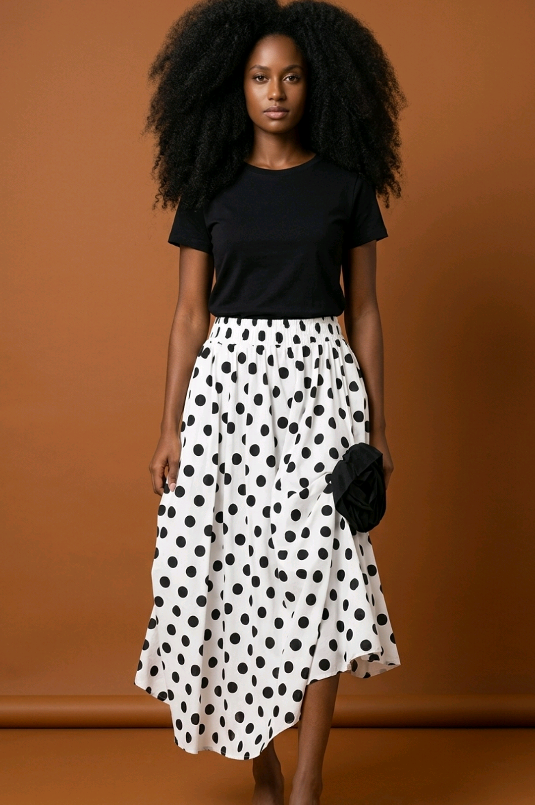 White Black Polka Dot Skirt