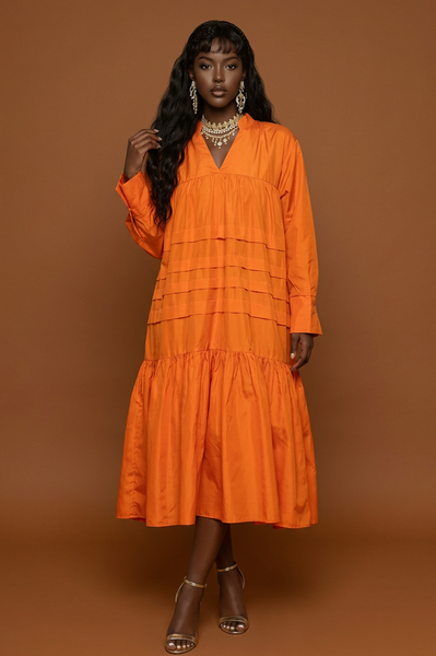 Orange One Size Fits Most Loose Fitting Dress