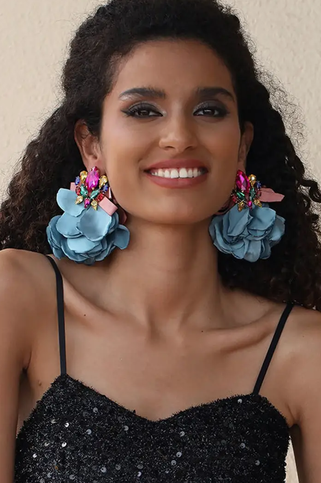 Beige Pink Handmade Silky Petal Style Earrings