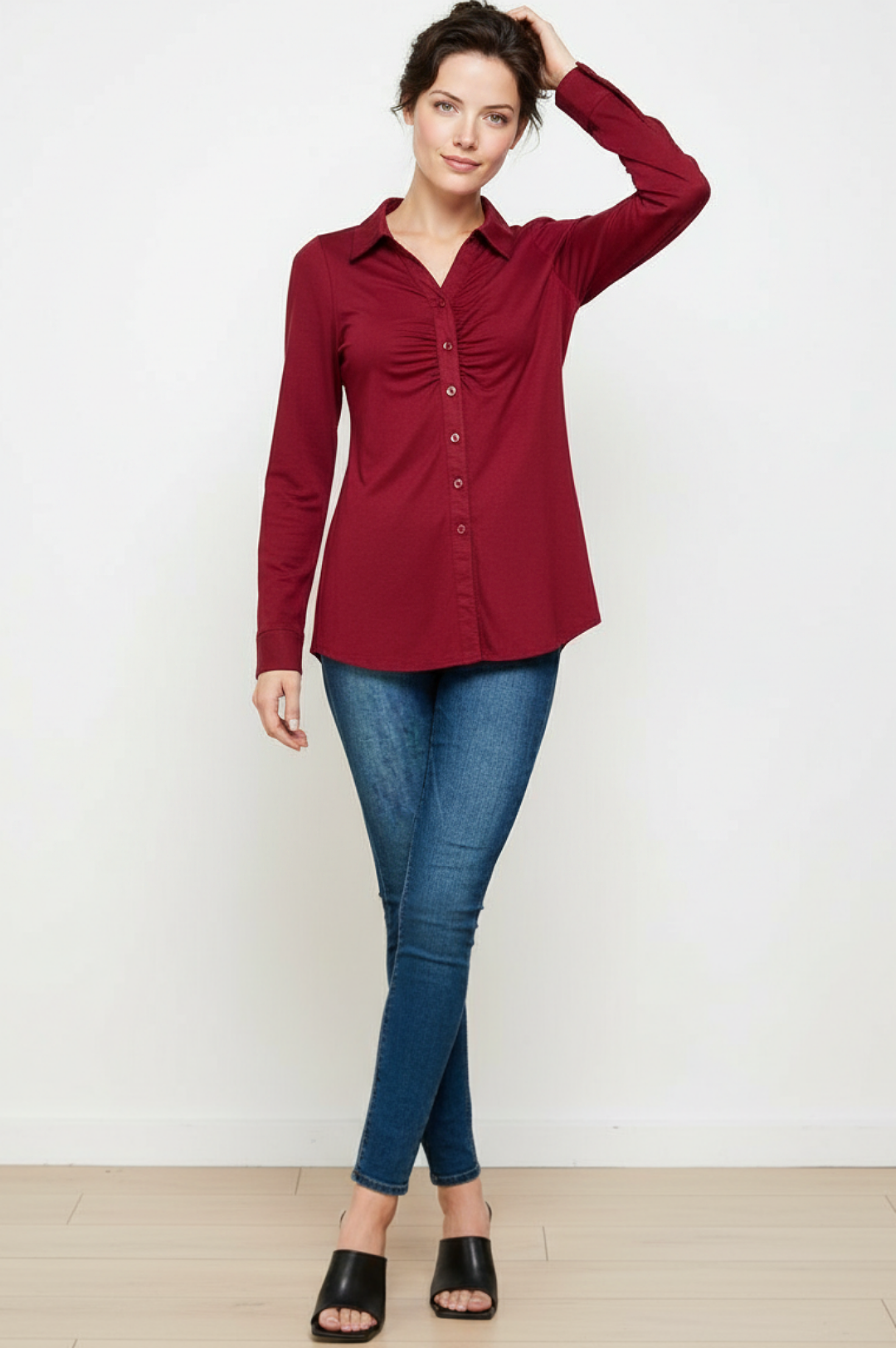 Burnt Orange,Black or Beige Button Down Top