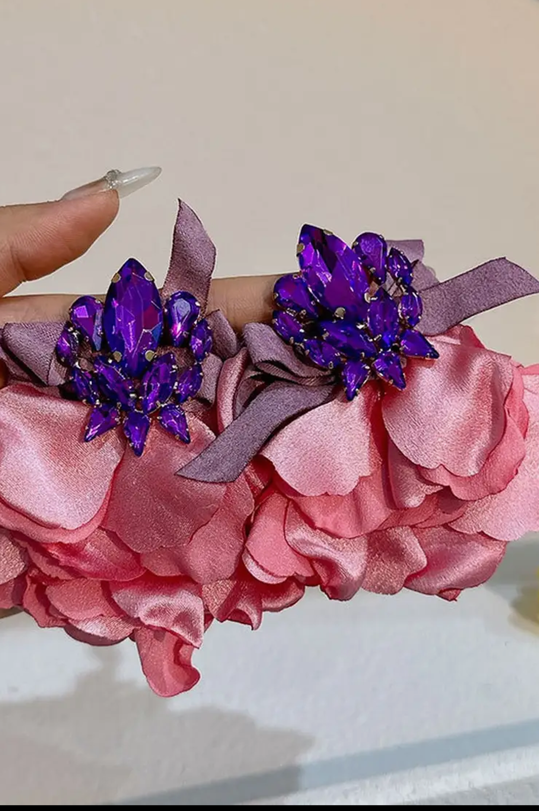 Blue Handmade Silky Petal Style Earrings