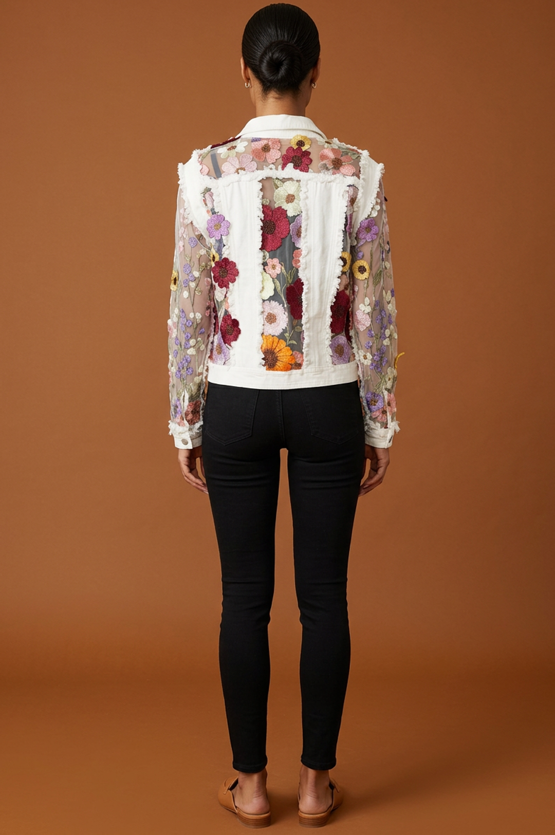 White Flower Pedal Detail Jacket