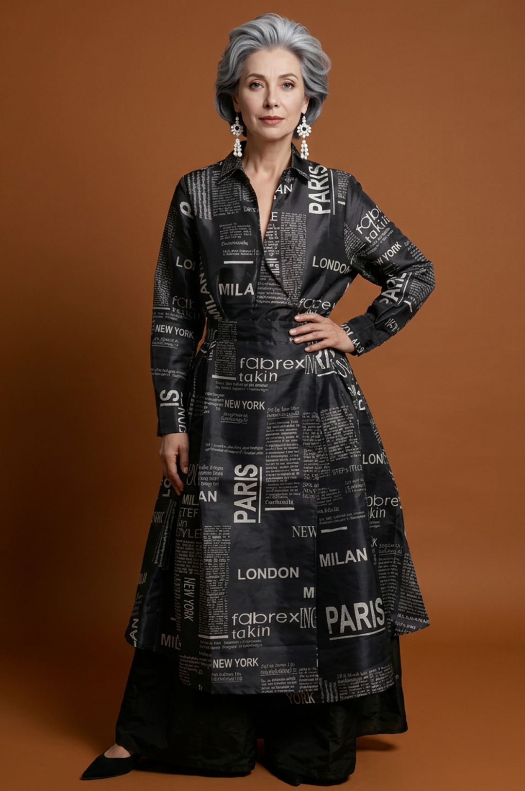 Black White Paris Print One Size Dress Top