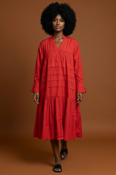 Red One Size Fits Most Loose Fitting Dress
