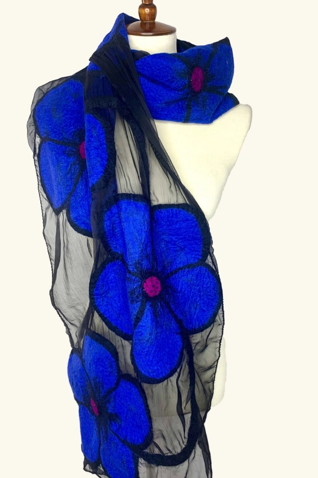 Royal Blue Flower Detail Wrap Scarf Shawl