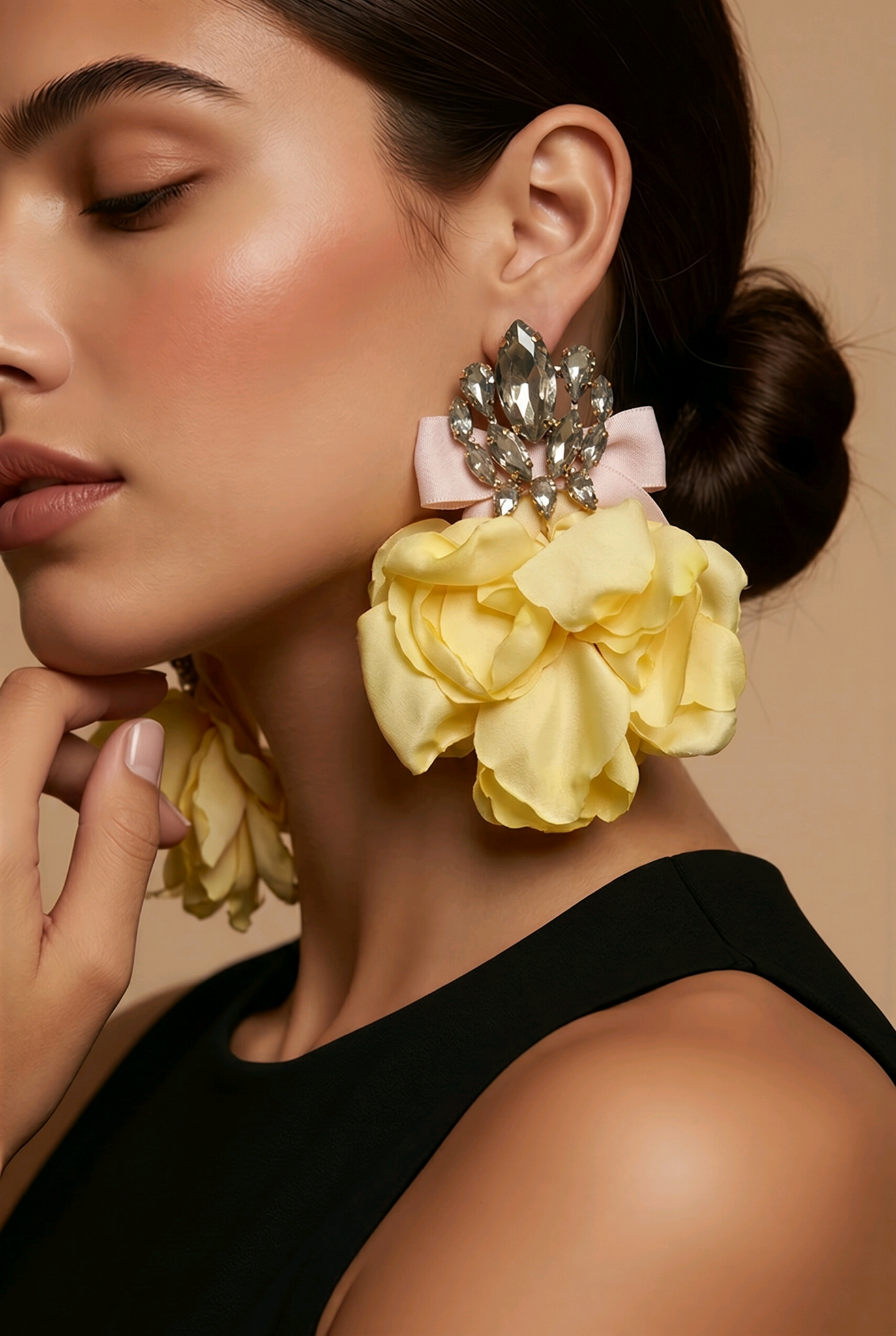 Blue Handmade Silky Petal Style Earrings