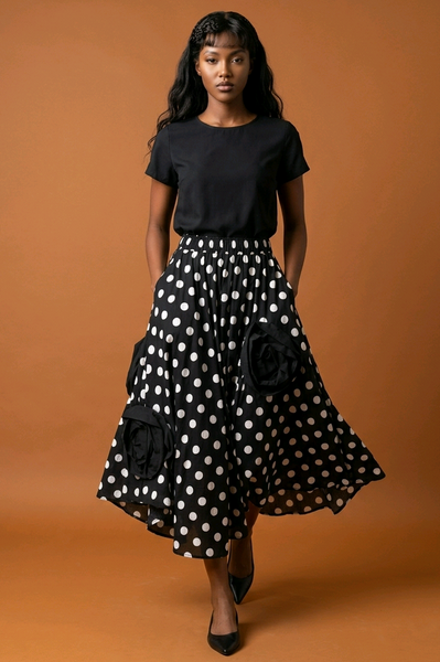 Black White Polka Dot Skirt
