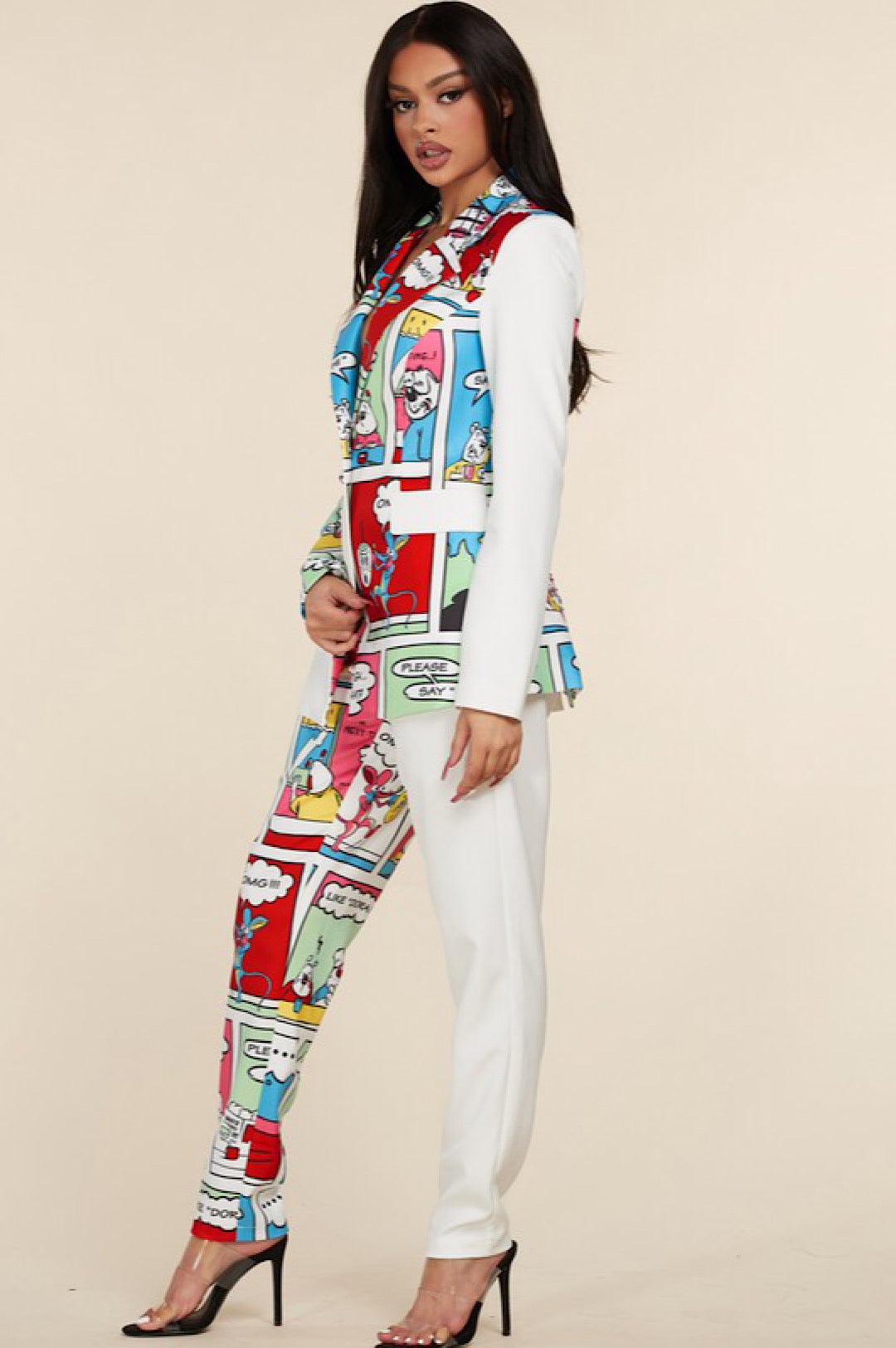 Color Block Plus Size Two Piece Pant Suit (7709518233774)