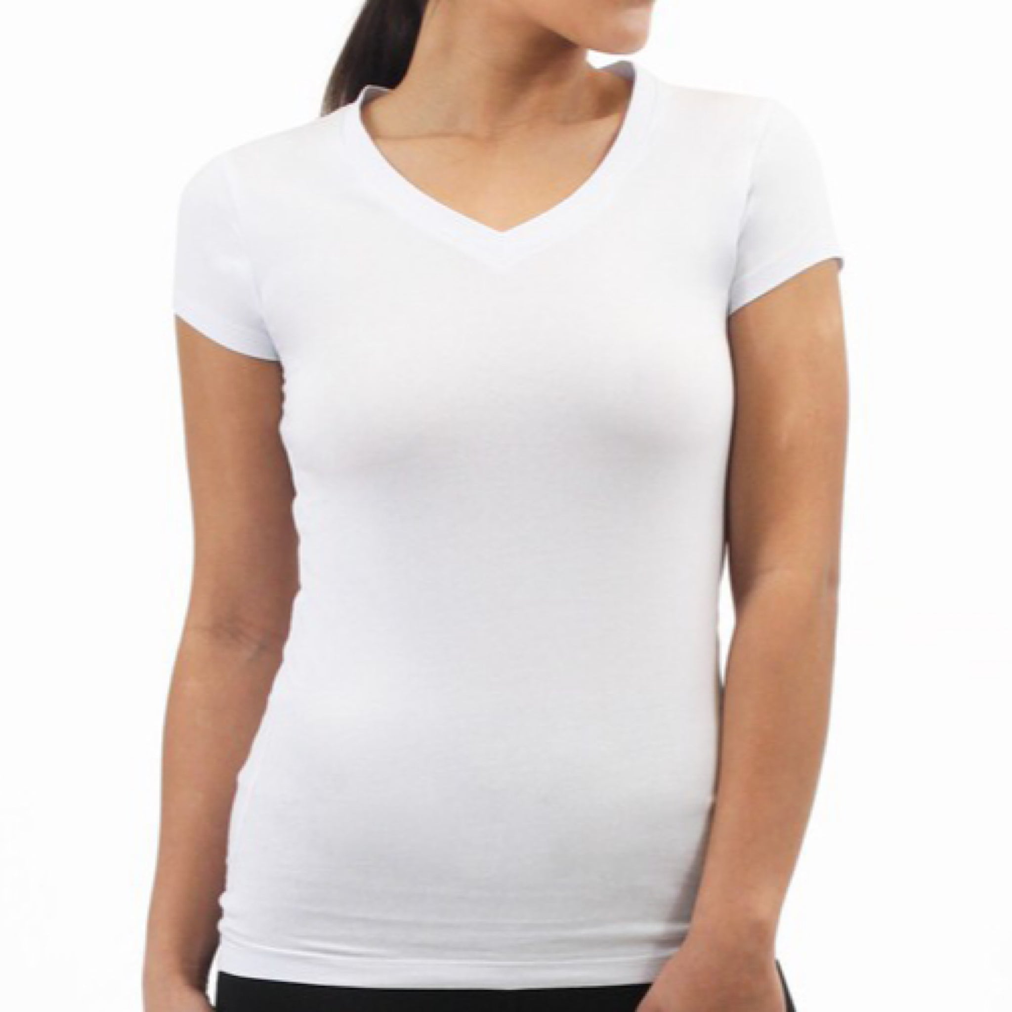 Plus Size V-Neck Cotton T-Shirt (7621063966894)