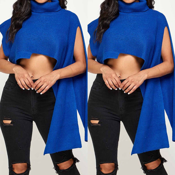 Royal Blue Asymmetrical Sweater Scarf (7427574038702)