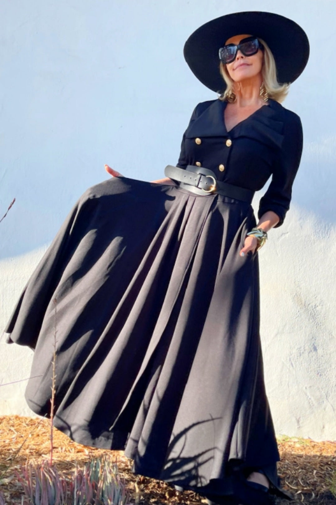 Beautiful Black Long Duster Coat Dress (6330890813614)