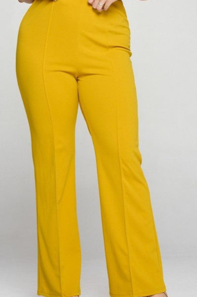 Yellow Techno Crepe Front Seam Pants (7956202881198)