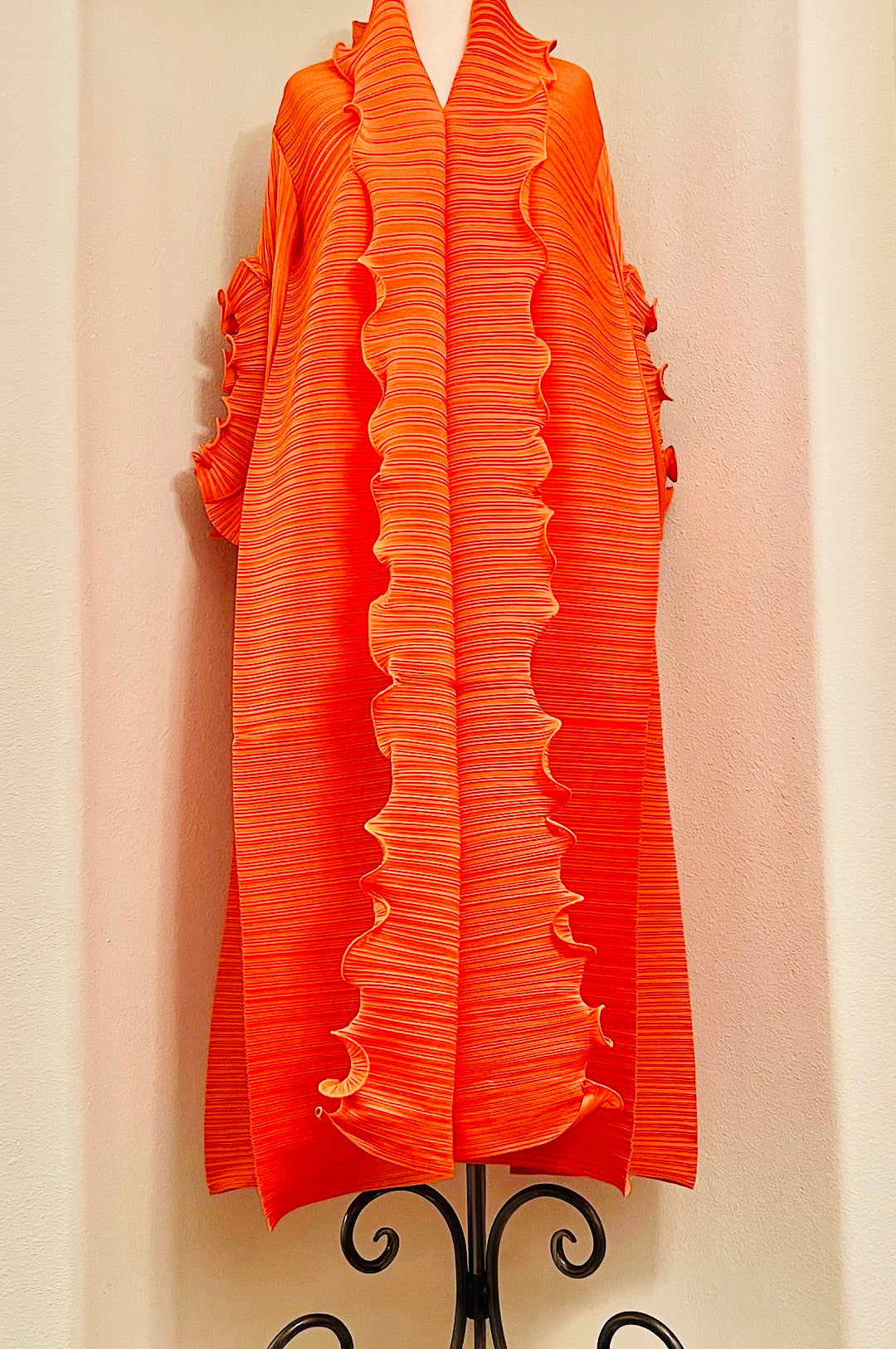 Orange Front Ruffle Long Dress (7961140887726)