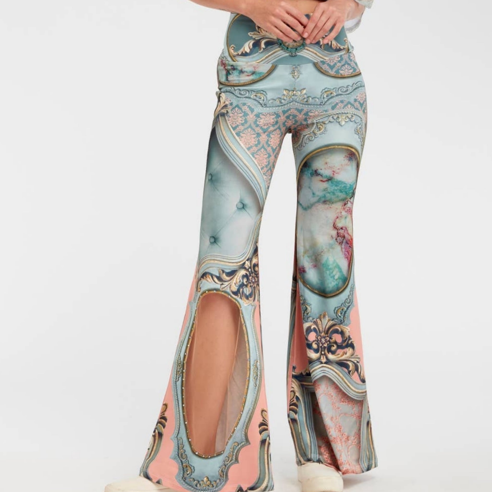 The Art of Fashion Pretty In Pink Blue Flare Leg Pants (7585664696494)