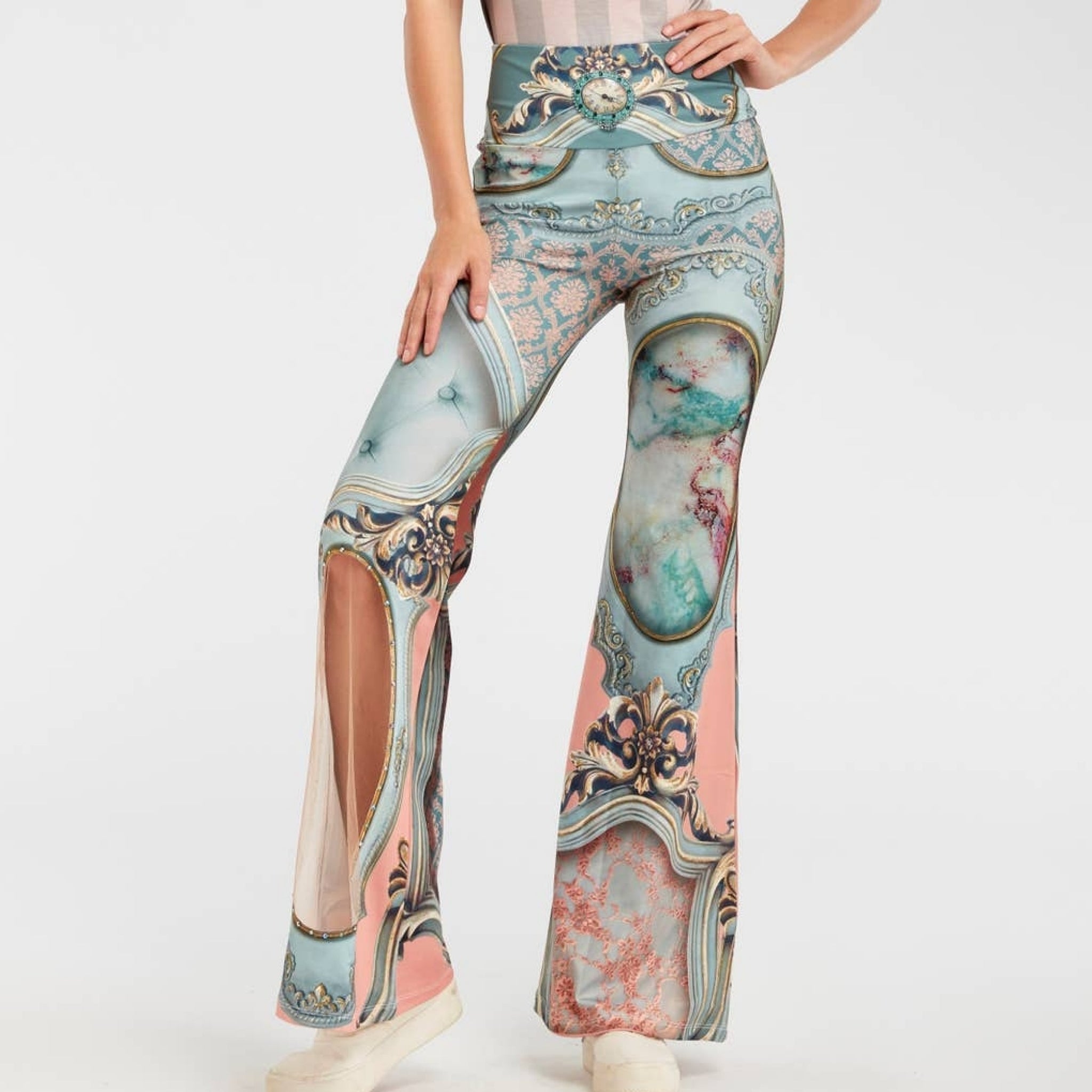 The Art of Fashion Pretty In Pink Blue Flare Leg Pants (7585664696494)