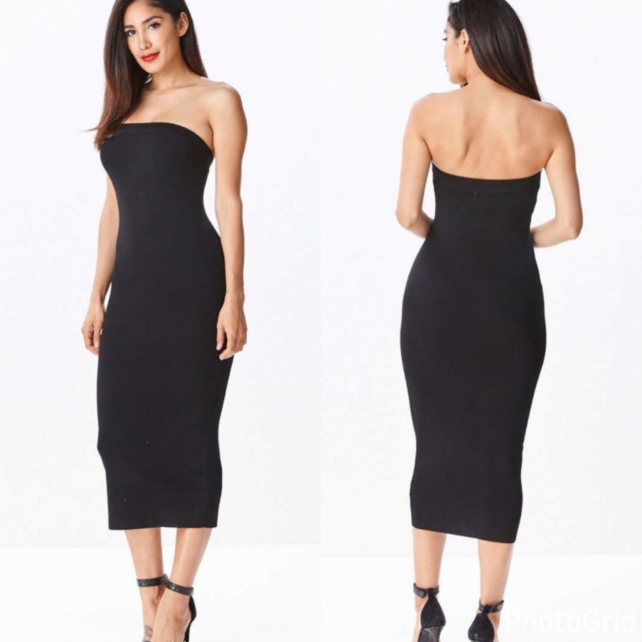 Black Plus Size Strapless Tube Top Dress - socialbutterflycollection-com (163165536270) (7927560962222)