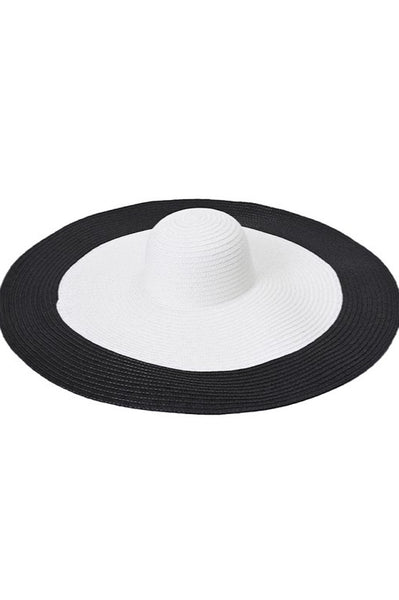 Black White Wide Brim Summer Hat (7935902417070)
