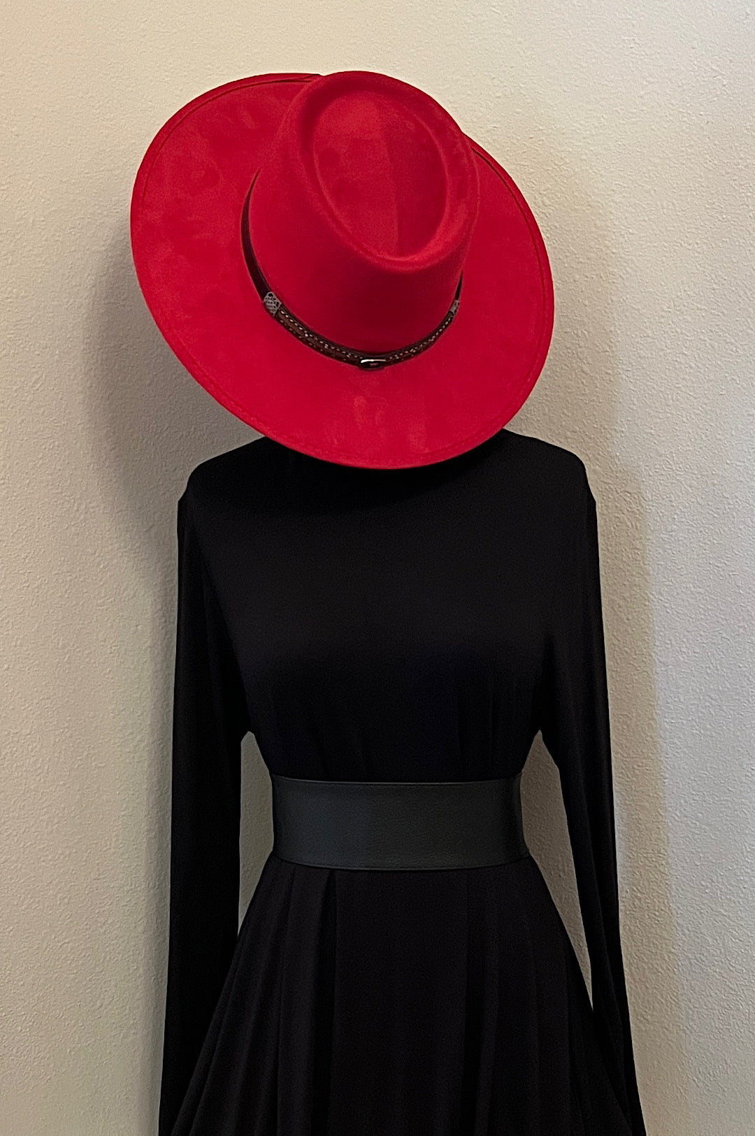 Red Faux Suede Rancher Style Hat (7941474517166)