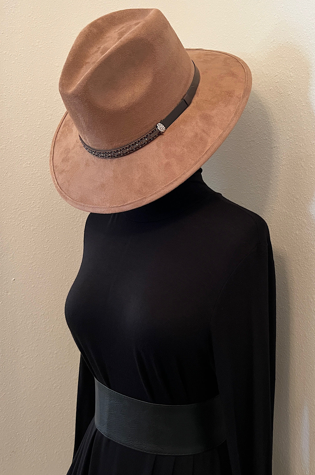 Tan Faux Suede Rancher Style Hat (7941470650542)