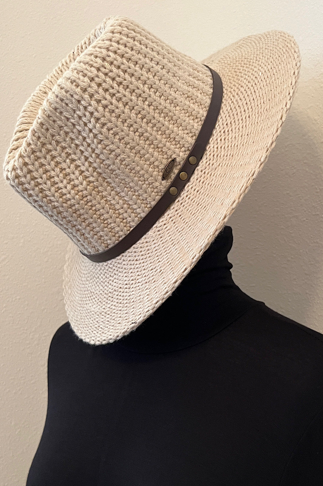 Off White Or Grey Textured Hat (7941054726318)