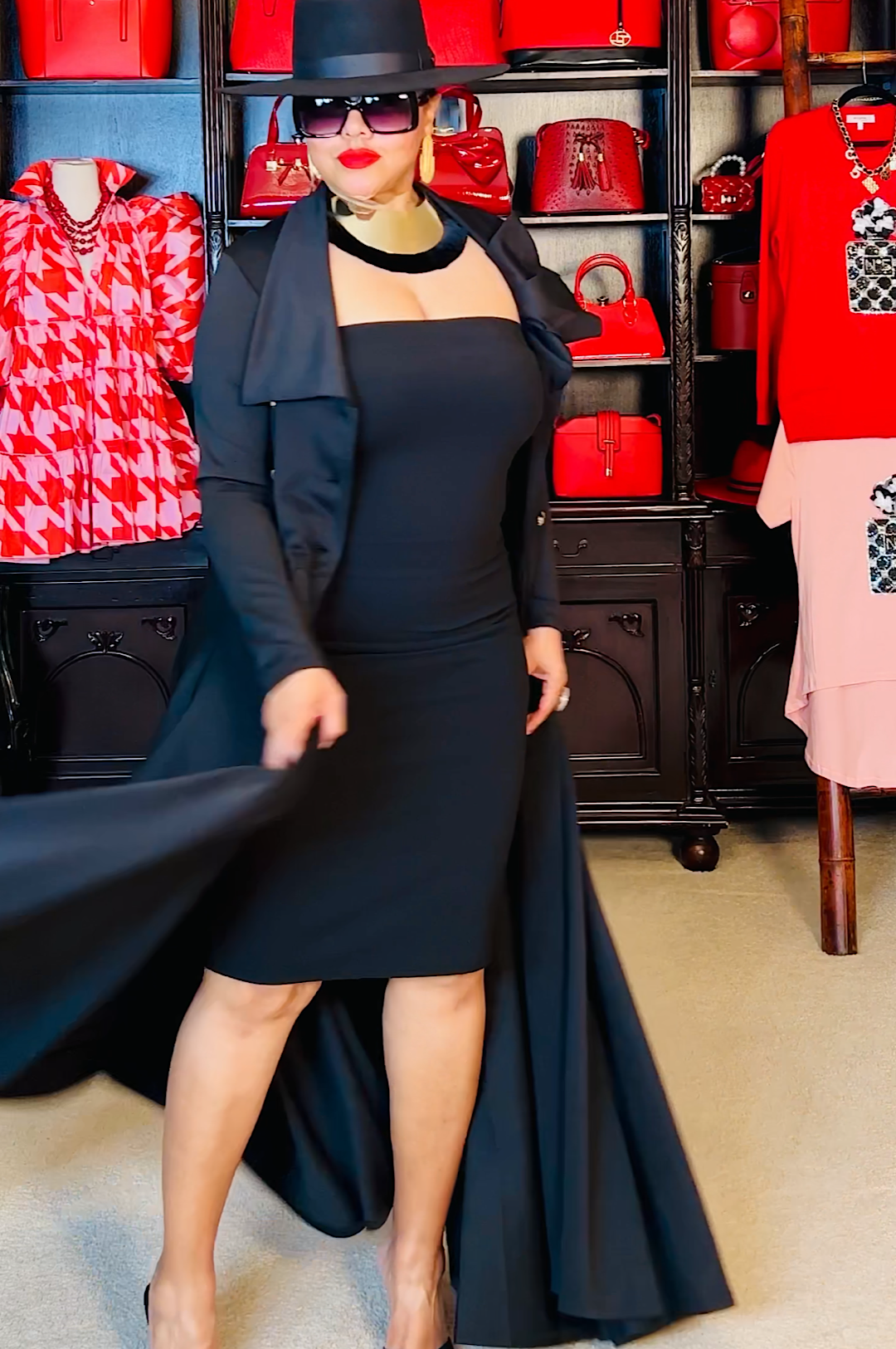 Beautiful Black Long Duster Coat Dress (6330890813614)