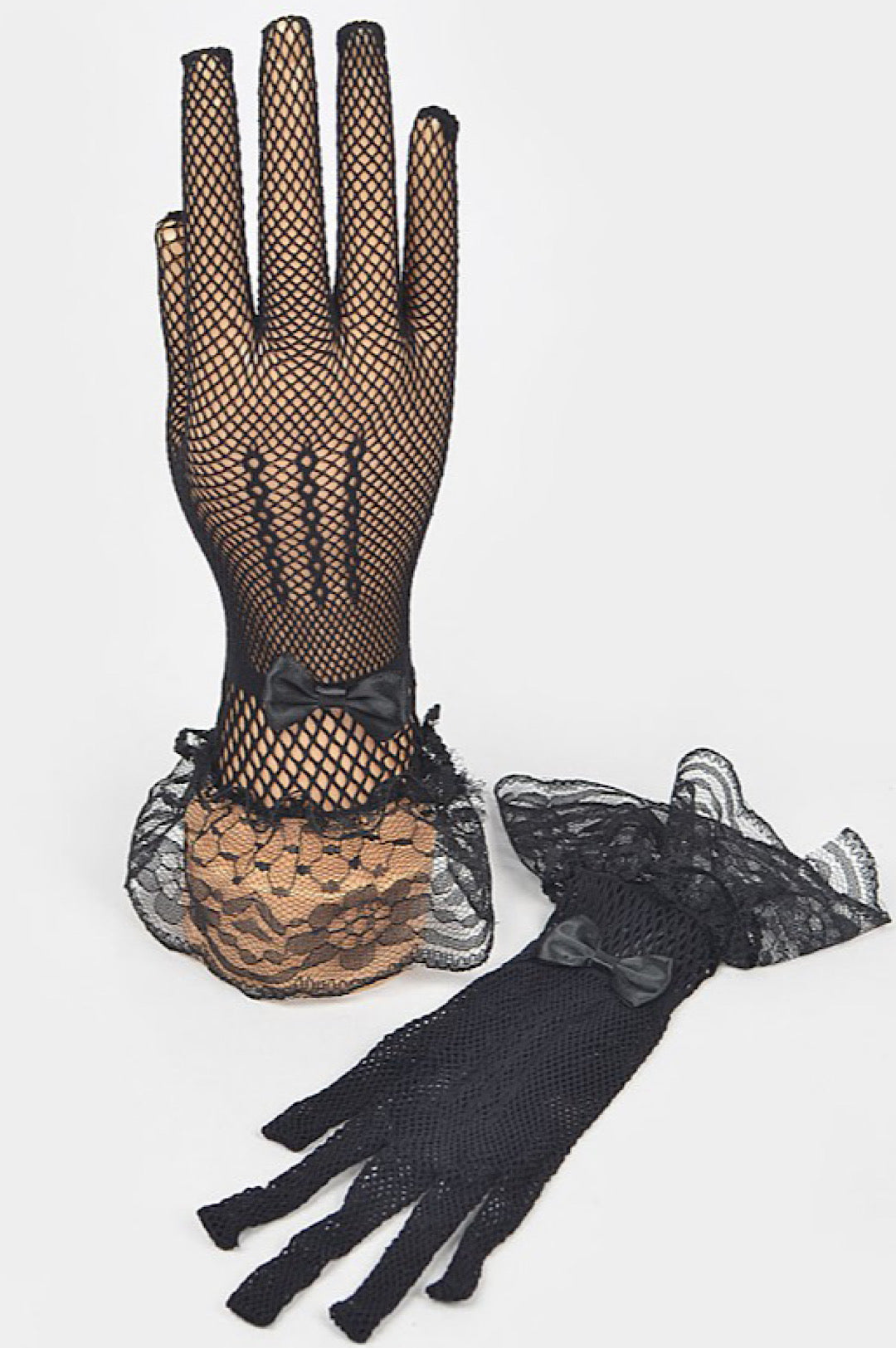 Black Fish Net Lace Gloves (7939517841582)