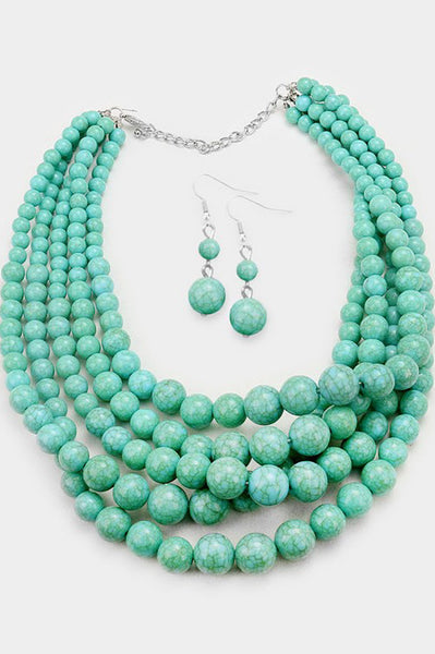 Five Strand Pearl Necklace Available Several Colors (7591960019118)