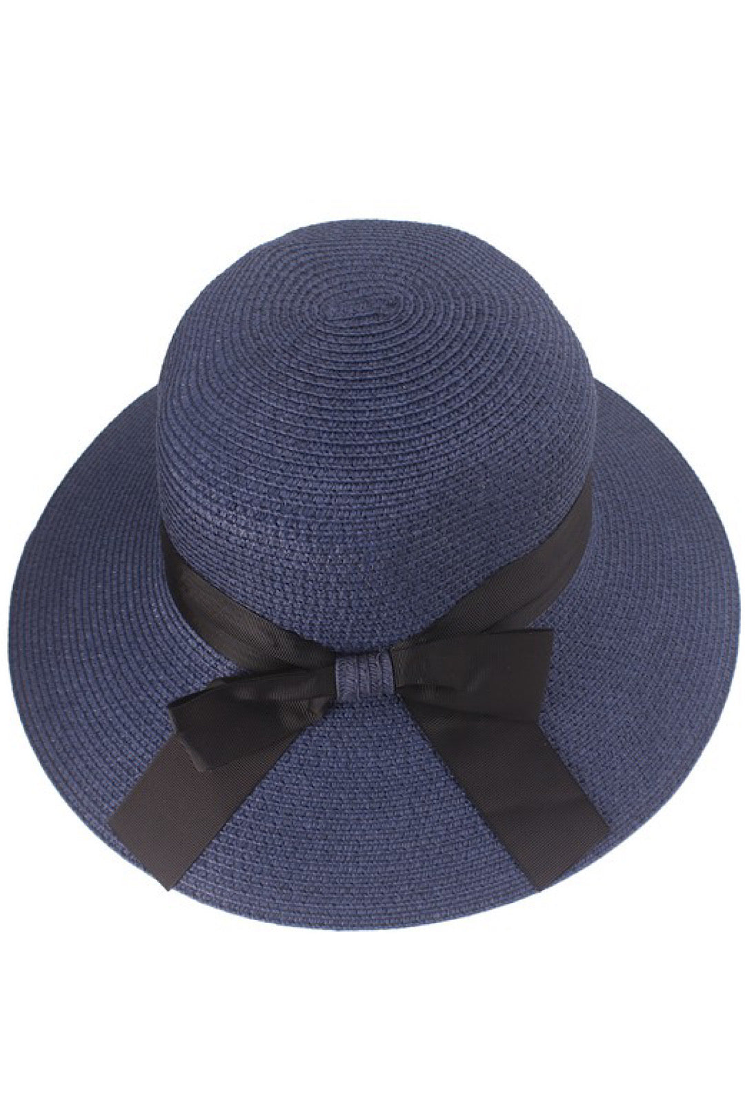 Navy Blue Black Ribbon Detail Hat (7911713964206)
