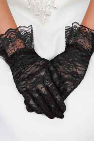 Black Wrist Lace Gloves (7911750566062)