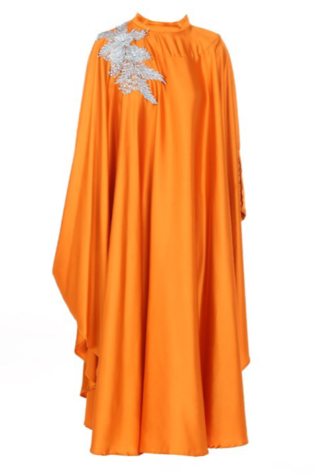 Silky Orange Silver Detail Kaftan (7952219275438)